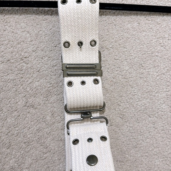 J. Crew Dress Belt Cream Canvas Metal Buckle Size Small / Medium - Picture 3 of 7